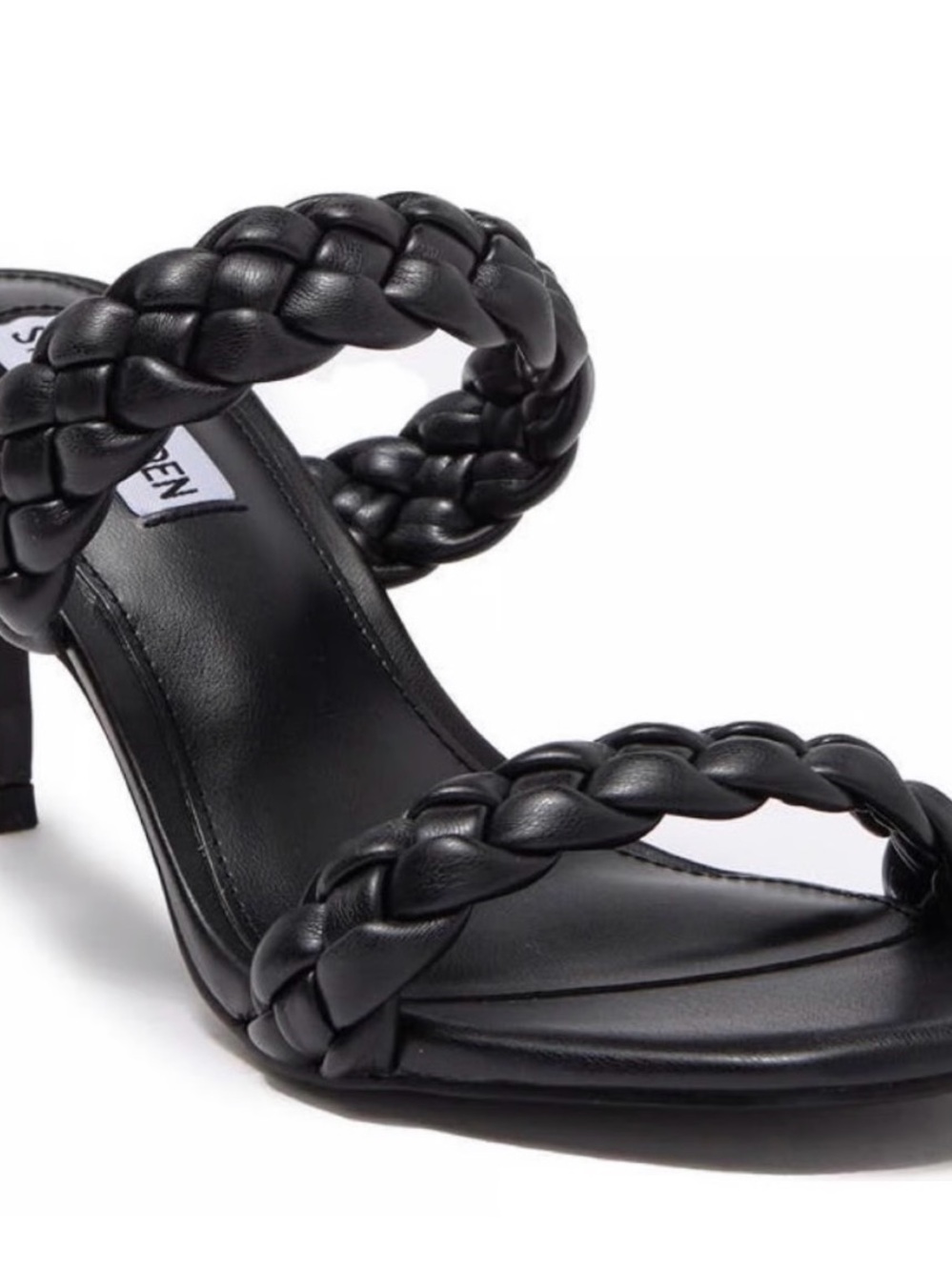 Steve Madden Black Braided Double-Strap Heels